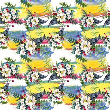 Buket çiçek deseni suluboya tarzında.