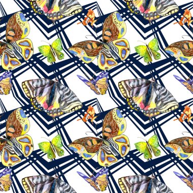 Egzotik kelebek vahşi böcek desen suluboya tarzında.