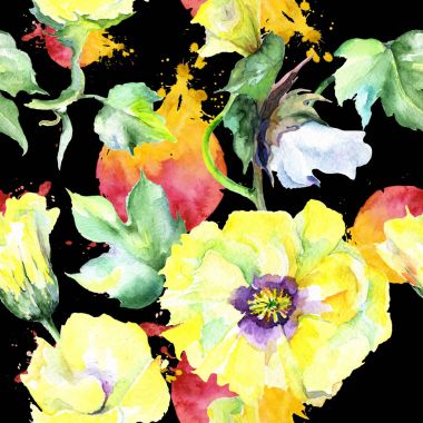 Kır çiçeği eustama çiçek deseni suluboya tarzında.