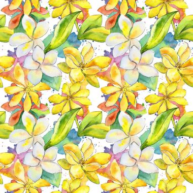 Kır çiçeği gardenya çiçek deseni suluboya tarzında.