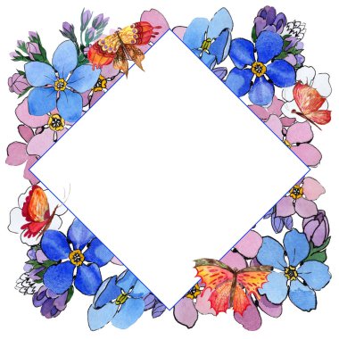 Kır çiçeği unutma çiçek çerçeve suluboya tarzında.