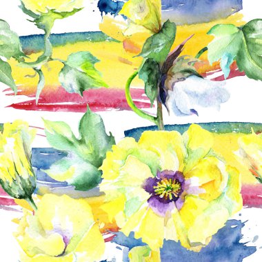 Kır çiçeği eustama çiçek deseni suluboya tarzında.