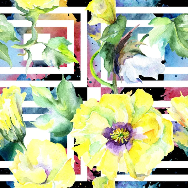 Kır çiçeği eustama çiçek deseni suluboya tarzında.