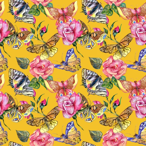 Egzotik kelebek vahşi böcek desen suluboya tarzında.