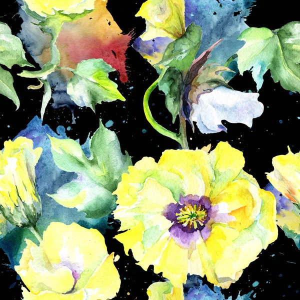 Kır çiçeği eustama çiçek deseni suluboya tarzında.