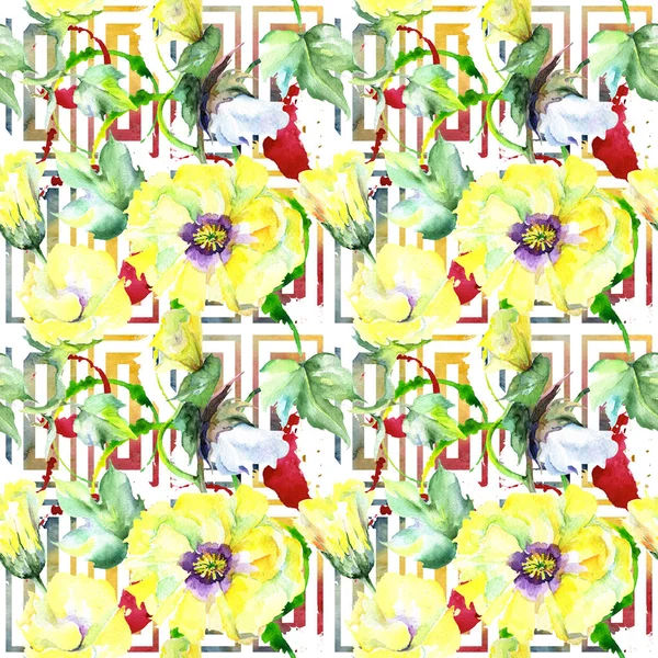 Kır çiçeği eustama çiçek deseni suluboya tarzında.