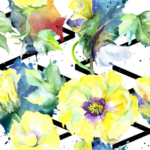 Kır çiçeği eustama çiçek deseni suluboya tarzında.