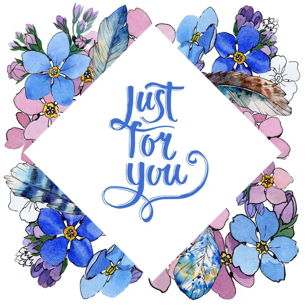 Kır çiçeği unutma çiçek çerçeve suluboya tarzında.