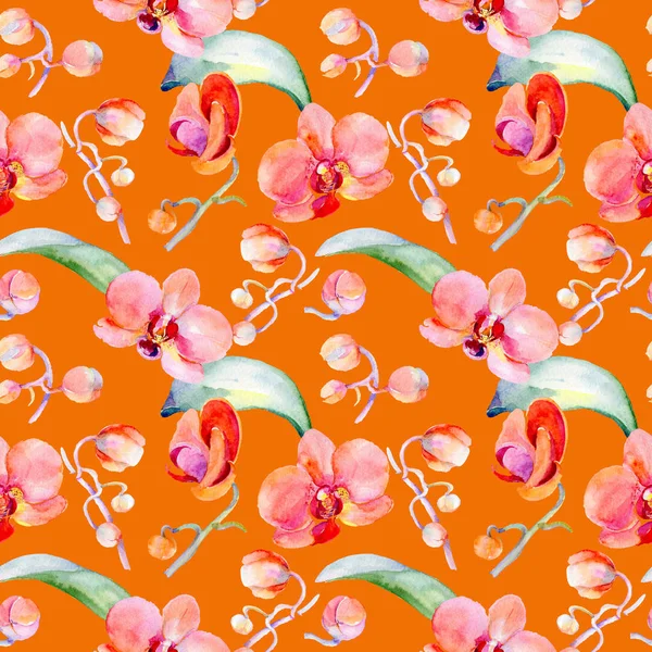 Kır çiçeği orkide çiçek deseni suluboya tarzında.