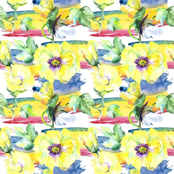 Wildblumen-Eustama-Blumenmuster im Aquarell-Stil. — Stockfoto