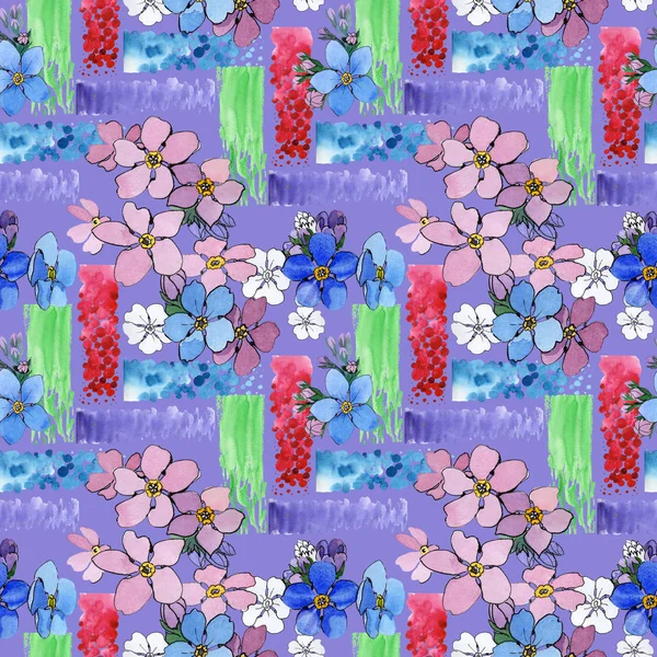 Wildflower forget-me-not flower pattern in a watercolor style.