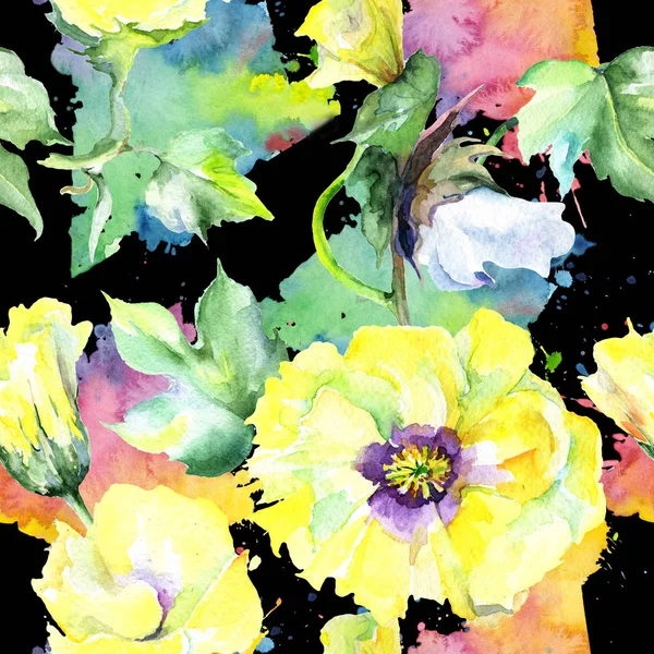 Kır çiçeği eustama çiçek deseni suluboya tarzında.