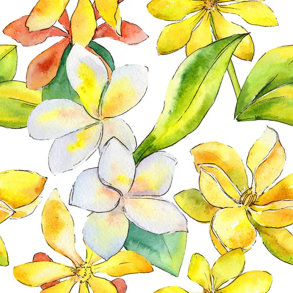 Wildflower gardenia flower pattern in a watercolor style.