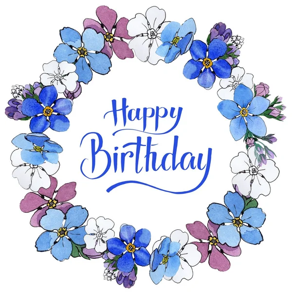 Kır çiçeği unutma çiçek çelenk suluboya tarzında.