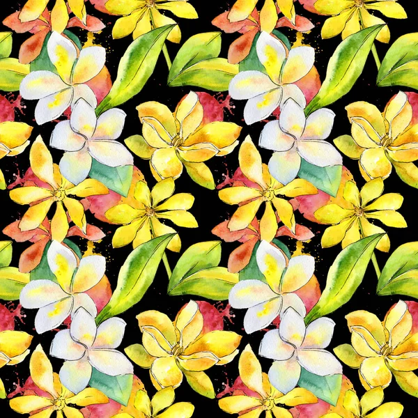 Wildflower gardenia flower pattern in a watercolor style.