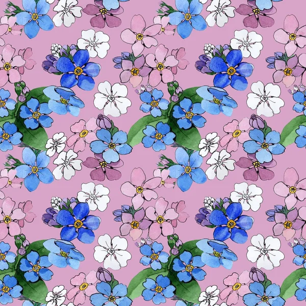 Wildflower forget-me-not flower pattern in a watercolor style.