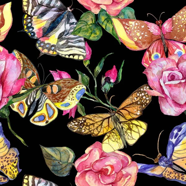 Egzotik kelebek vahşi böcek desen suluboya tarzında.