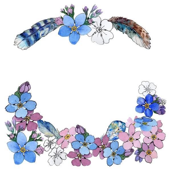 Kır çiçeği unutma çiçek çerçeve suluboya tarzında.