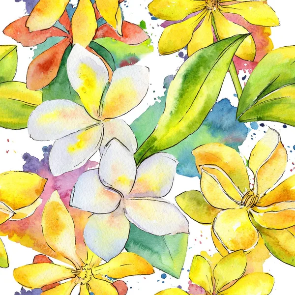 Wildflower gardenia flower pattern in a watercolor style.