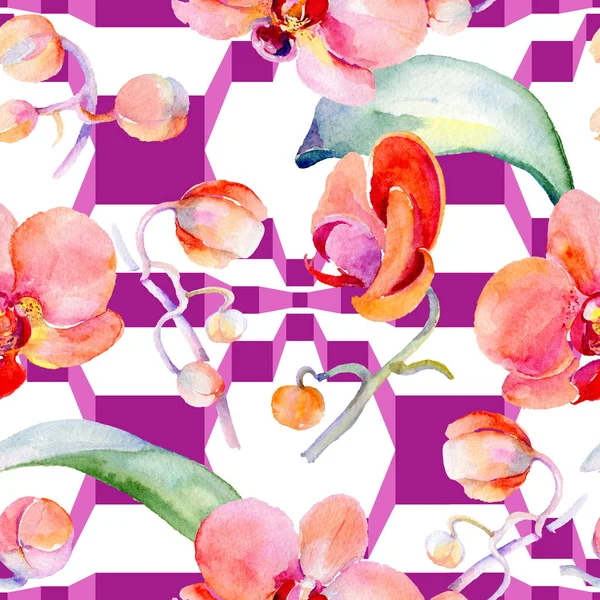 Kır çiçeği orkide çiçek deseni suluboya tarzında.