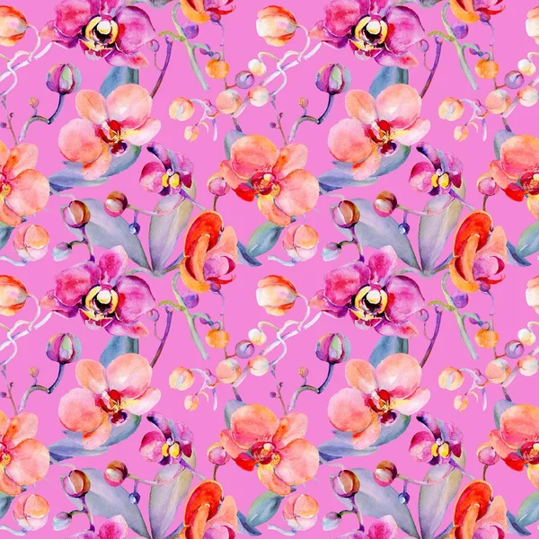 Kır çiçeği orkide çiçek deseni suluboya tarzında.