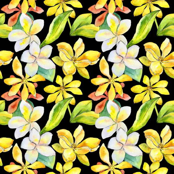 Kır çiçeği gardenya çiçek deseni suluboya tarzında.