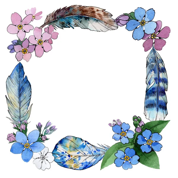 Kır çiçeği unutma çiçek çerçeve suluboya tarzında.