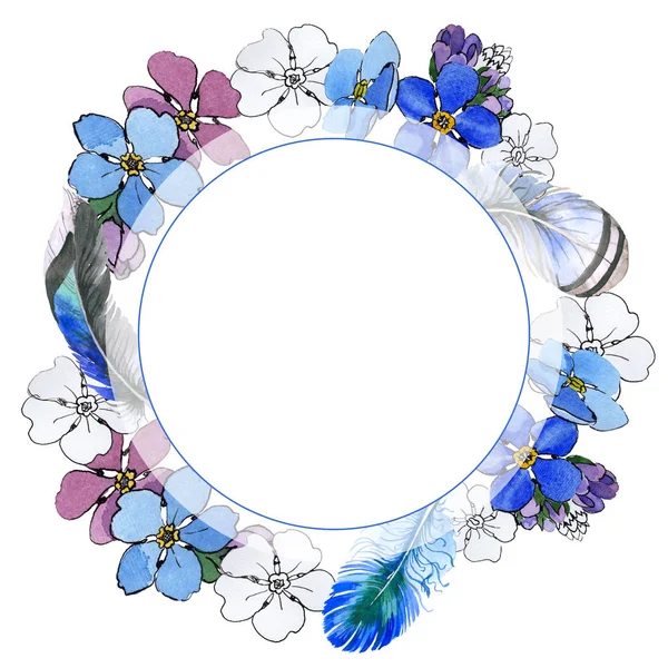 Kır çiçeği unutma çiçek çerçeve suluboya tarzında.