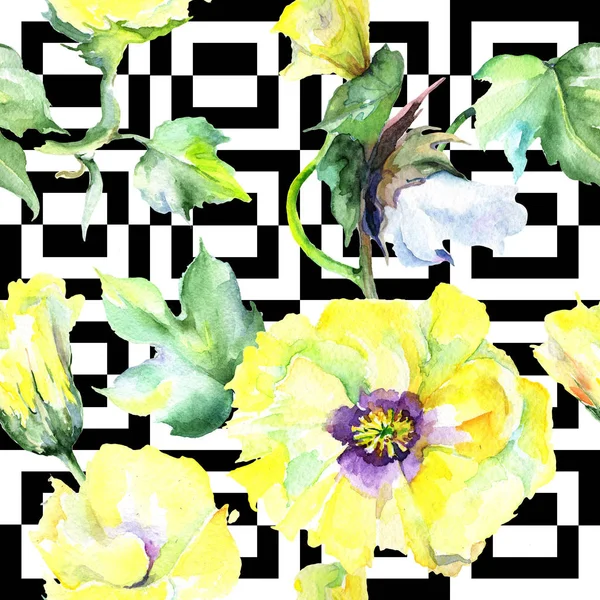 Kır çiçeği eustama çiçek deseni suluboya tarzında.