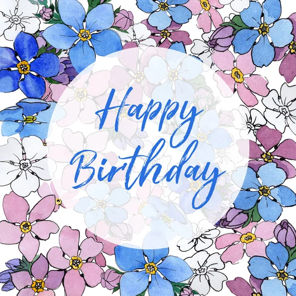 Kır çiçeği unutma çiçek çerçeve suluboya tarzında.