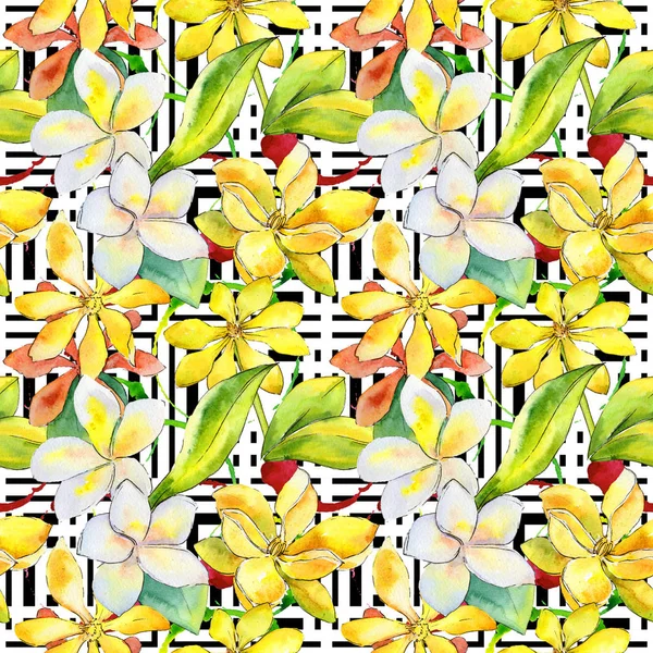 Wildflower gardenia flower pattern in a watercolor style.