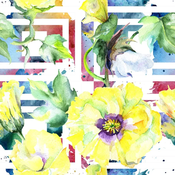 Kır çiçeği eustama çiçek deseni suluboya tarzında.