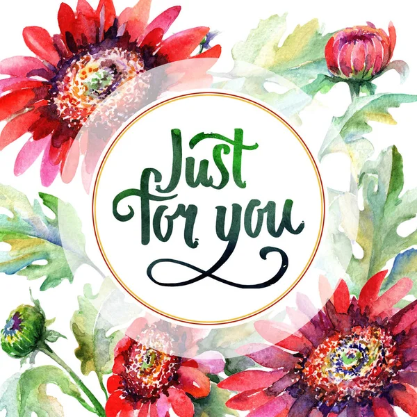 Kır çiçeği aster çiçek çerçeve suluboya tarzında.