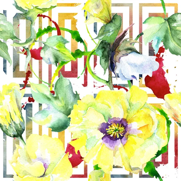 Kır çiçeği eustama çiçek deseni suluboya tarzında.