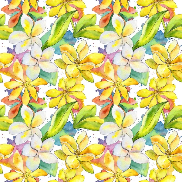 Wildflower gardenia flower pattern in a watercolor style.