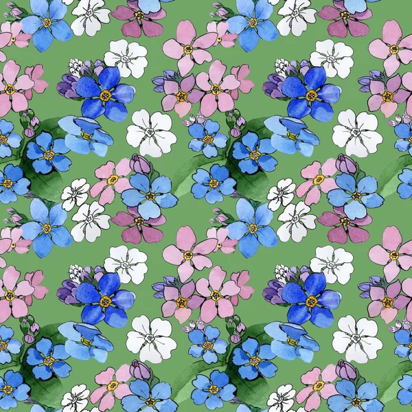 Wildflower forget-me-not flower pattern in a watercolor style.