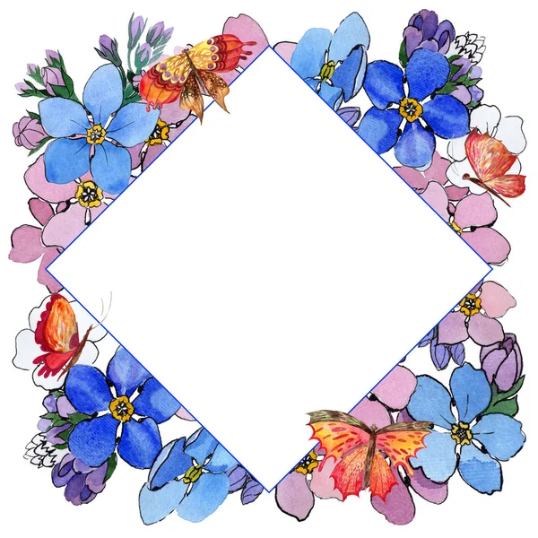 Kır çiçeği unutma çiçek çerçeve suluboya tarzında.