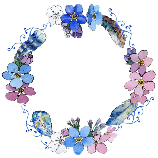 Kır çiçeği unutma çiçek çelenk suluboya tarzında.