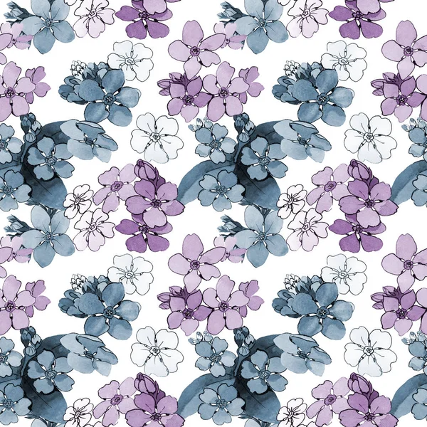 Wildflower forget-me-not flower pattern in a watercolor style.