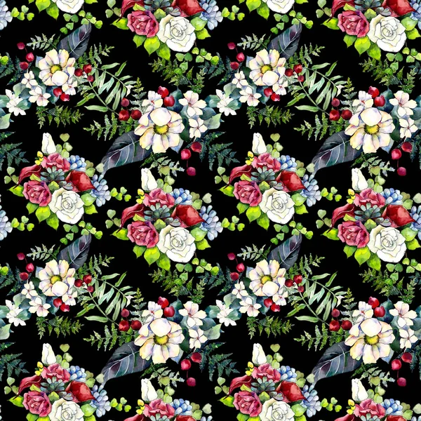 Buket çiçek deseni suluboya tarzında.