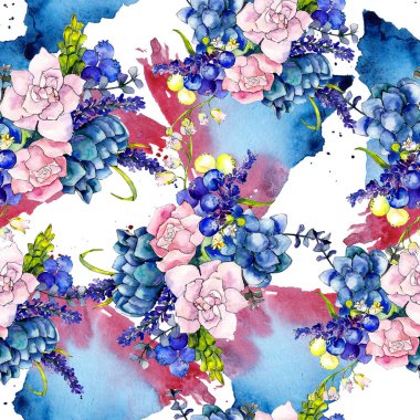 Kır çiçeği buket çiçek deseni suluboya tarzında.