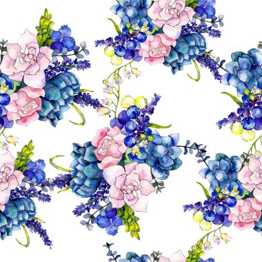 Kır çiçeği buket çiçek deseni suluboya tarzında.