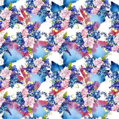 Kır çiçeği buket çiçek deseni suluboya tarzında.