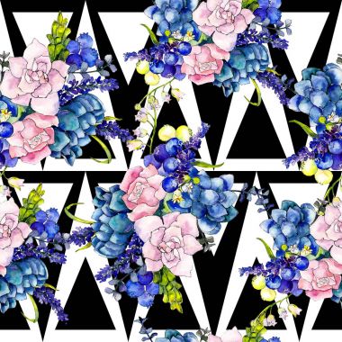 Kır çiçeği buket çiçek deseni suluboya tarzında.