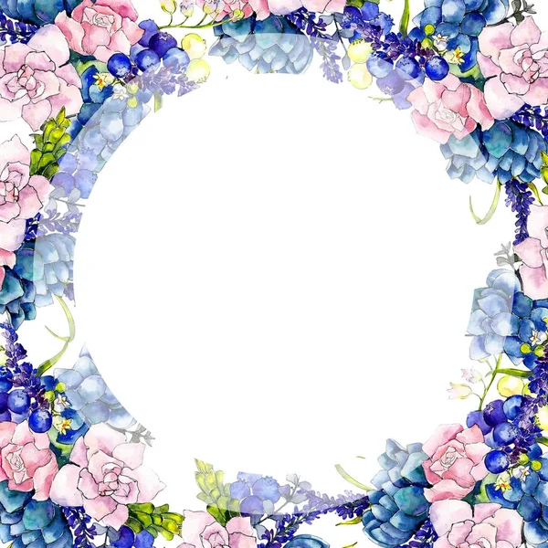 Wildflower bouquet flower frame in a watercolor style. — Stock Photo, Image