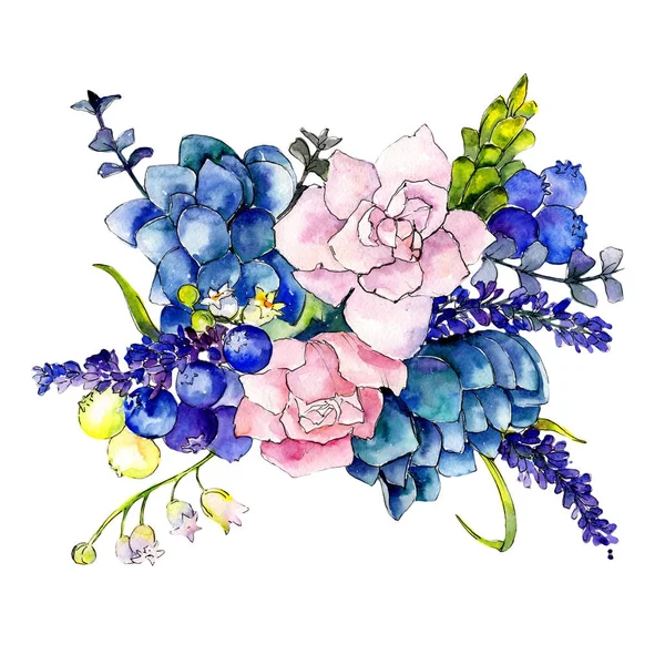 Flor de buquê de flores silvestres em um estilo aquarela isolado . — Fotografia de Stock