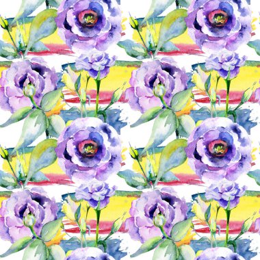 Kır çiçeği eustoma çiçek deseni suluboya tarzında.