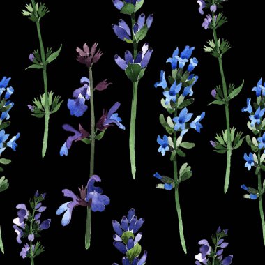 Kır çiçeği lavanta çiçek deseni suluboya tarzında.