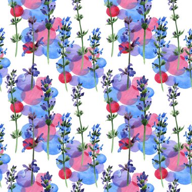 Kır çiçeği lavanta çiçek deseni suluboya tarzında.