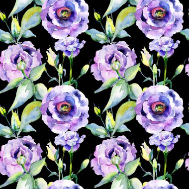 Kır çiçeği eustoma çiçek deseni suluboya tarzında.